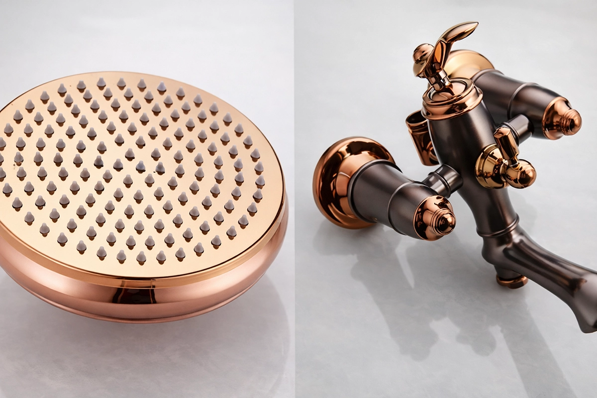 Colonne bain douche or rose mélangeur design vintage moderne